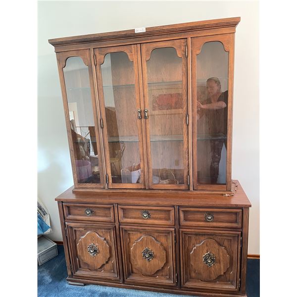 Vintage China Cabinet Lighted 54L 18D x 75T