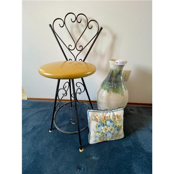 Iron Chair & Decor Vase