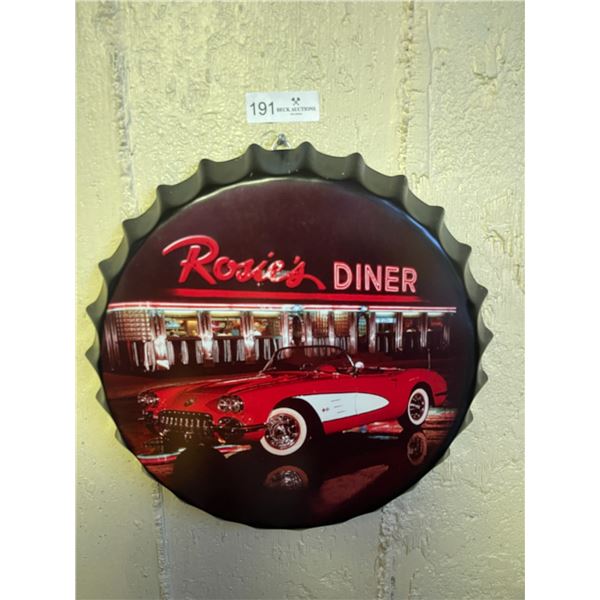 Corvette Rosies Diner Bottle Cap Metal Art Bottlecap