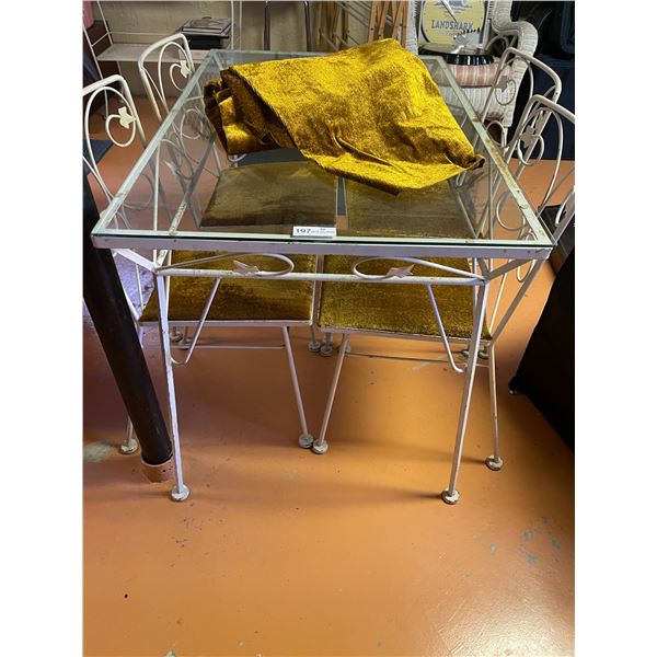 Bistro Table Chairs Metal & Glass 43L x 28W x 30T