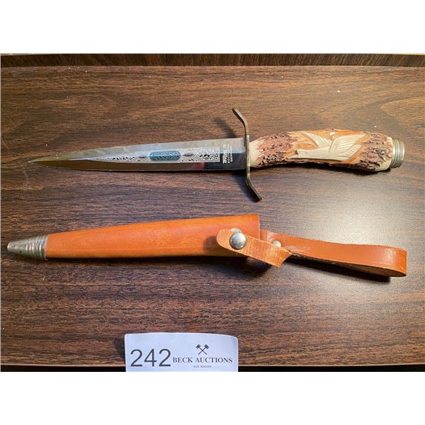 Solingen Knife Bird Carved Stag Horn 10L