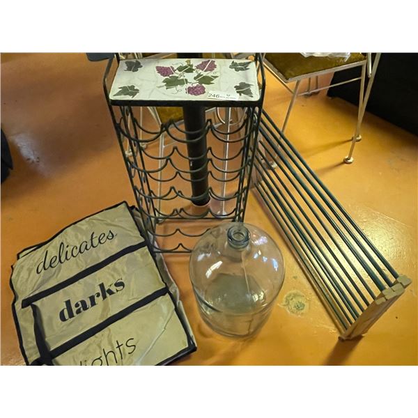 Wine Rack - Giant Glass Bottle - Towell Holder - Laundry Bag