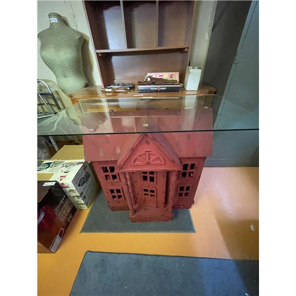 Dollhouse End Table Glass Top - Very Cool 36L x 20D x 30H
