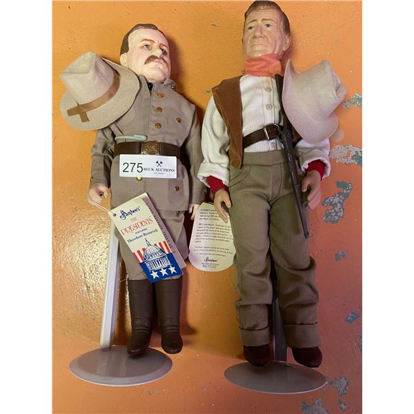 John Wayne & Theodore Rosavelt Dolls 15T