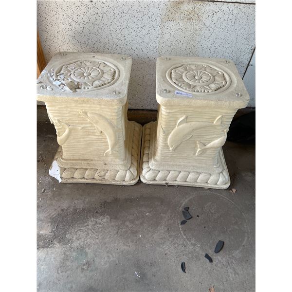 Glass & Plaster Dolphin Side Tables - Chipped