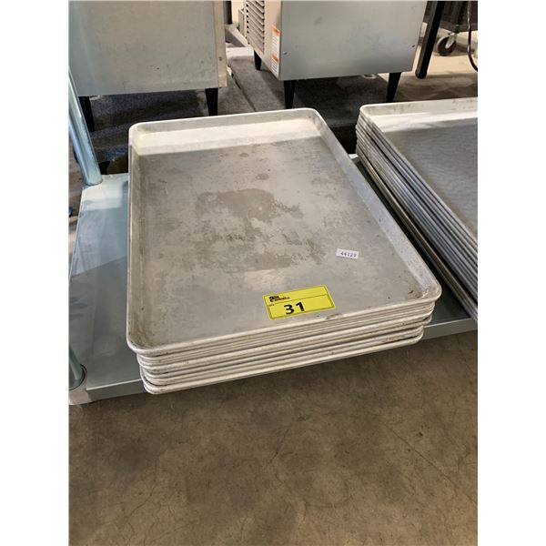 STACK OF 12 ALUMINUM BAKING SHEETS