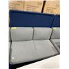 Image 2 : 2 TONE GREY & BLUE BANQUETTE SEATING SECTION WITH PRIVACY SCREEN ( 51"W X 33"D X 51"H )