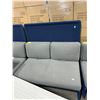 Image 2 : 2 TONE GREY & BLUE BANQUETTE SEATING SECTION WITH PRIVACY SCREEN ( 51"W X 33"D X 51"H )