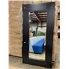 Image 1 : LARGE DARK WOOD FRAMED ACCENT MIRROR ( 75"L X 37" W ) (**HAS A CRACK IN FRAME**)