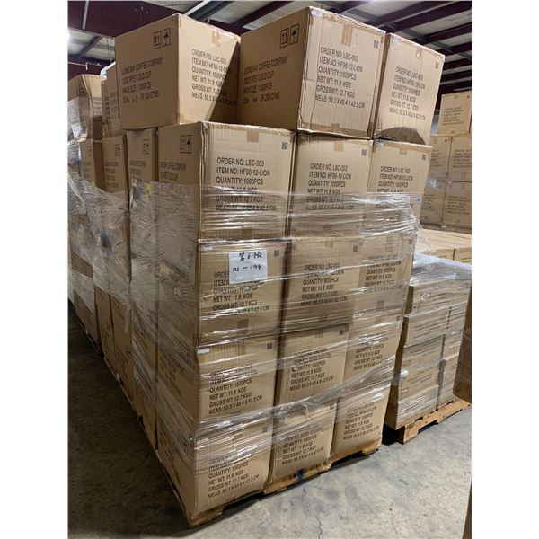 PALLET OF LIONS BAY COFFEE COMPANY 12OZ RPET COLD CUPS ( 1000 PIECES PER BOX )