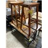 Image 1 : LOT OF 2 WOODEN STOOLS AND 2 WOODEN BENCHES WITH METAL LEGS