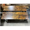 Image 3 : LOT OF 2 WOODEN STOOLS AND 2 WOODEN BENCHES WITH METAL LEGS