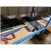 Image 3 : LOT OF ASSORTED GARDEN TOOLS, SHOVEL, PITCH FORK, RAKE, ROLL OF PLASTIC & GARDEN WEIGHTS