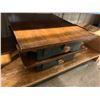 Image 2 : LOT OF 2 WOODEN SINGLE DRAWER DESKS & DESK WITH GREEN LEGS