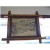 Image 1 : FRAMED LOG LOOK HOOK RUG W/LOG CABIN & MOUNTAINS