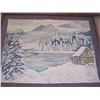 Image 2 : FRAMED LOG LOOK HOOK RUG W/LOG CABIN & MOUNTAINS