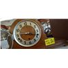 Image 2 : WOOD CASED MANTLE CLOCK MADE IN GERMANY, W/KEY