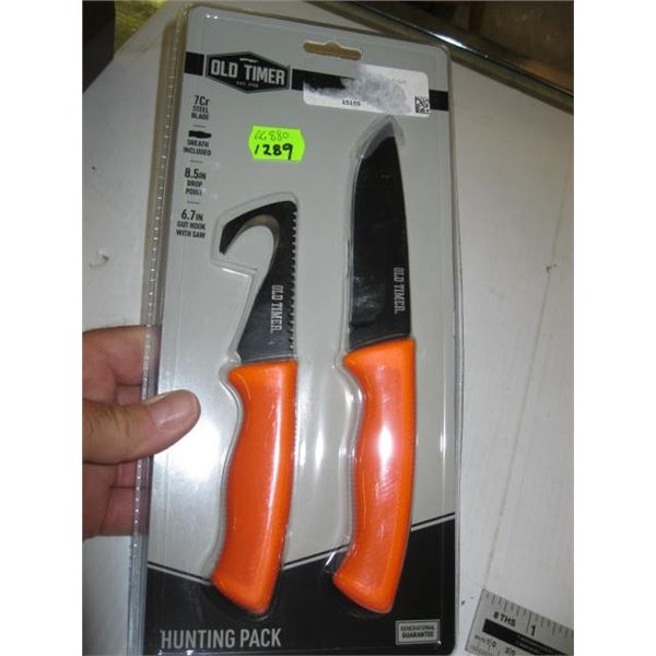 OLD TIMER DOUBLE KNIFE SET W/ORANGE HANDLES