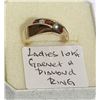 Image 1 : LADIES 10KT GARNET & DIAMOND RING, SZ 5 1/2