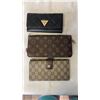 Image 1 : 3 WOMENS LOST PROPERTY DESIGNER WALLETS UNAUTHENTICATED - GUESS, GUCCI, LOUIS VUITTON