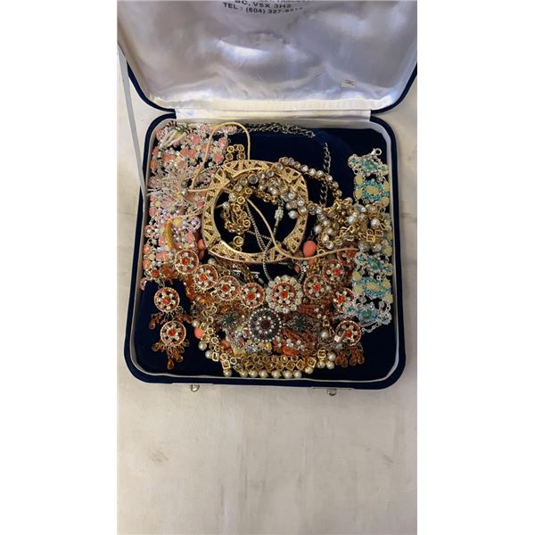 VELVET CASE WITH COSTUME JEWELRY