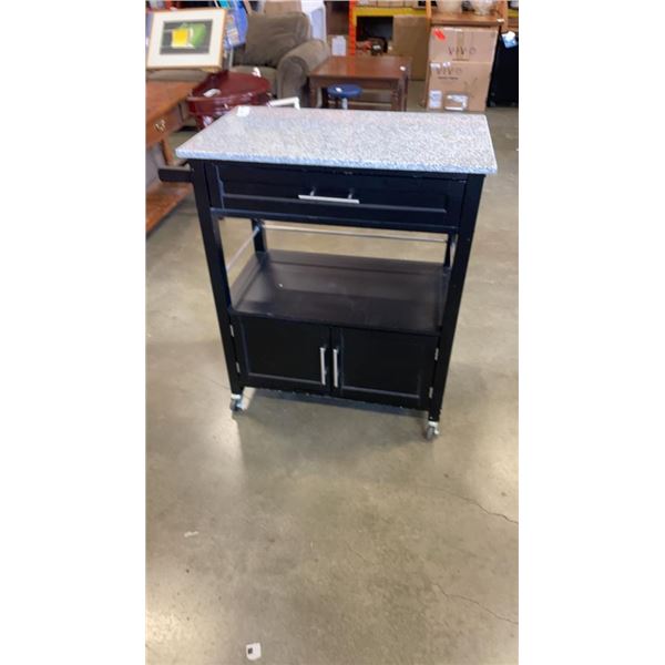 BLACK MARBLE TOP KITCHEN CART