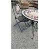 Image 2 : 3 PC METAL PATIO TILE TABLE SET