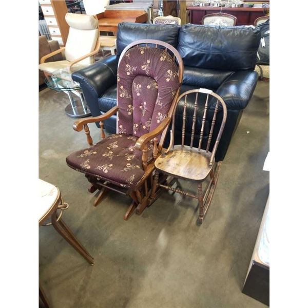 BENTWOOD GLIDER ROCKER  AND ROCKING CHAIR