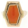 Image 4 : Vintage Russian 14k Rose Gold Bezel Set Carnelian Hexagon Ring