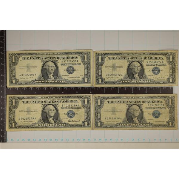 1957, 2-57-A & 27-B US $1 SILVER CERTIFICATES BLUE