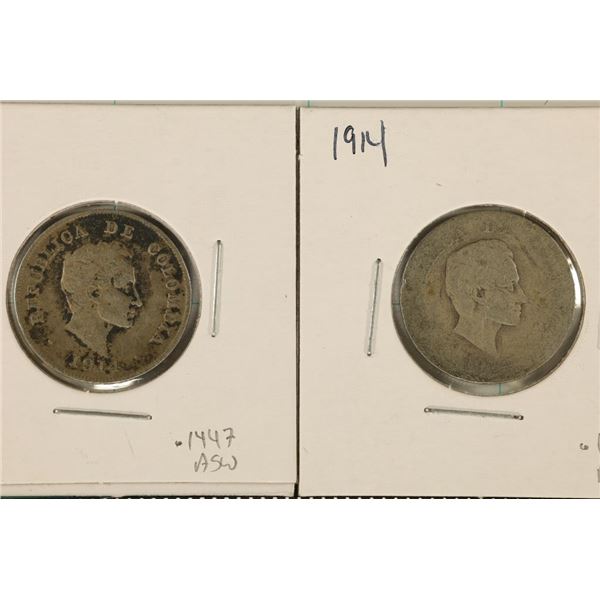 2-1914 REPUBLIC DE COLUMBIA SILVER 20 CENTAVOS
