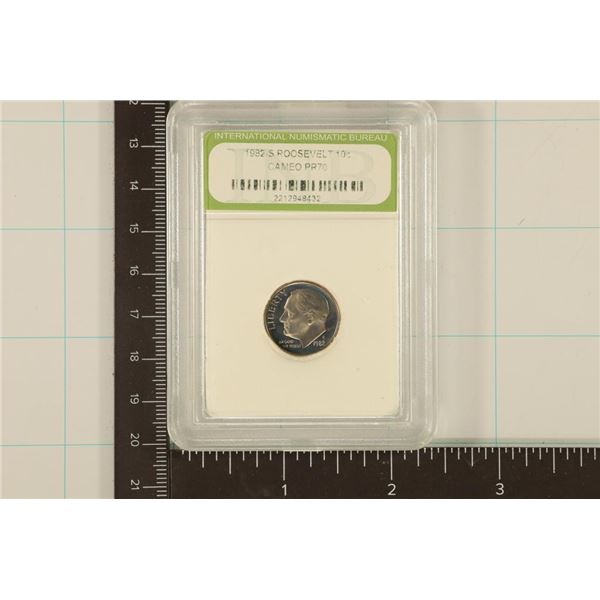 SLABBED 1982-S ROOSEVELT DIME CAMEO PR70