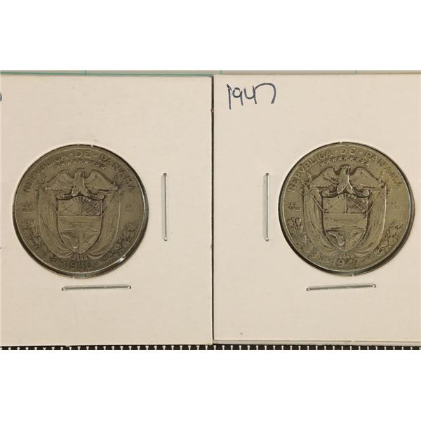 1930 & 1947 SILVER PANAMA 1/4 BALBOAS .3616 OZ OF