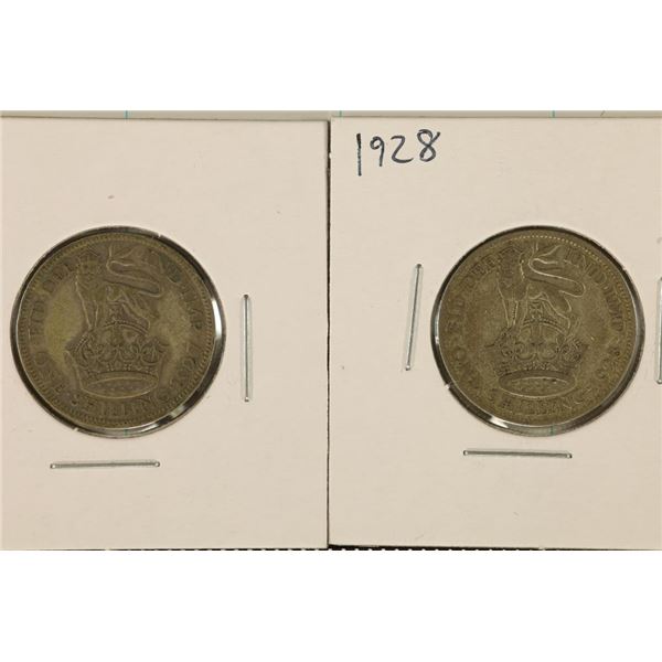 1927 & 1928 GREAT BRITAIN SILVER 1 SHILLING