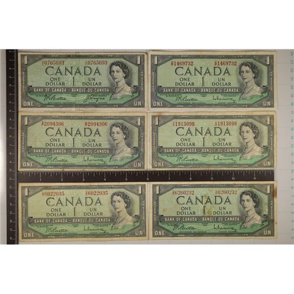 6-1954 CANADA $1 BILLS