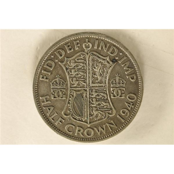 1940 GREAT BRITAIN SILVER 1/2 CROWN .2273 OZ. ASW