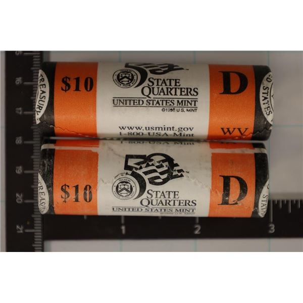 2 SOLID DATE ROLLS OF WASHINGTON QUARTERS: 2005-D