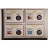 Image 1 : 4-US QUARTER & STAMP SETS: ALL UNC IN PLASTIC