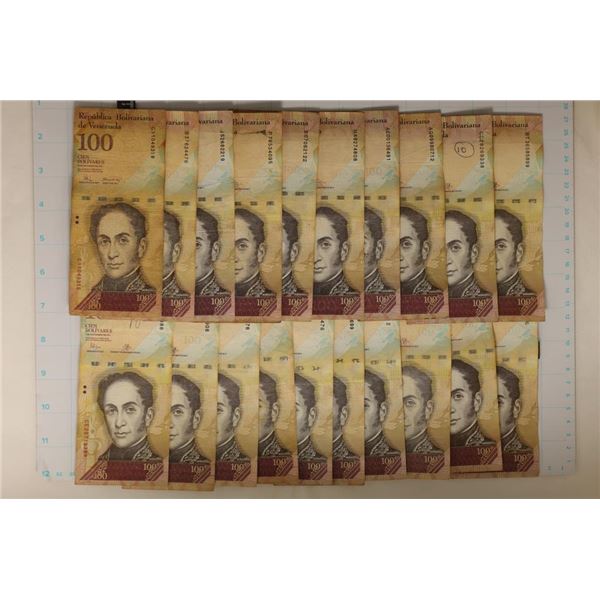 20-VENEZUELA 100 BOLIVAR BILLS: 2008-2015