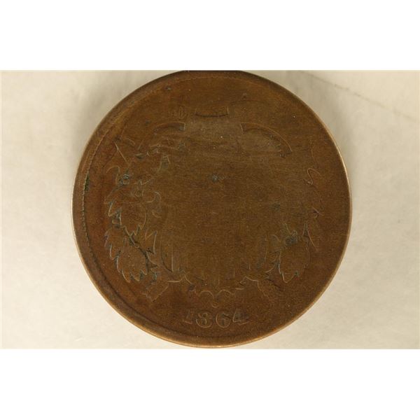 1864 US 2 CENT PEICE . IN HARD PLASTIC CASE