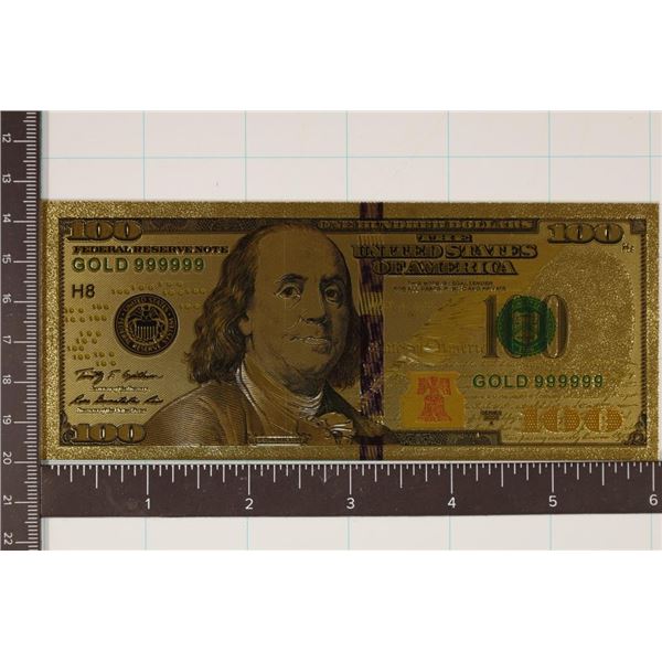 24KT GOLD FOIL REPLICA OF A 2009-A US $100 BILL