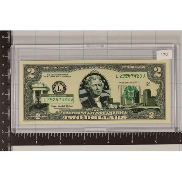 2003-A US $2 FRN WITH ARKANSAS OVERLAY CRISP UNC