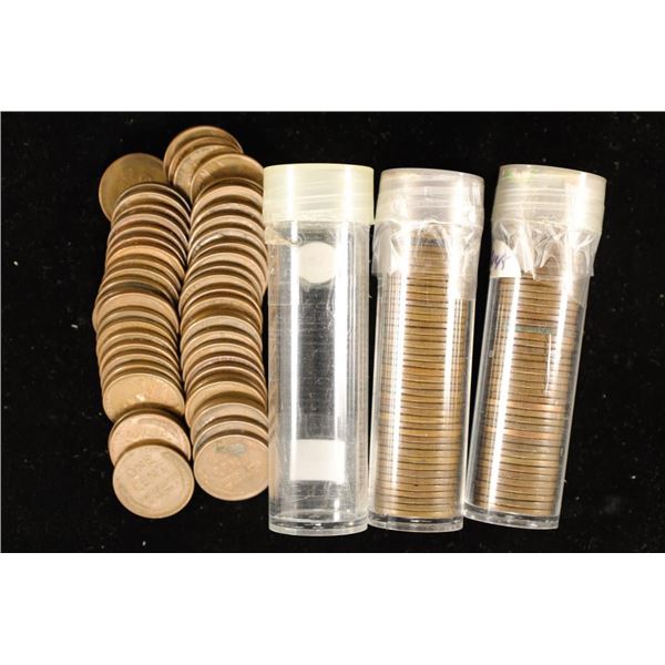 3 SOLID DATE ROLLS OF LINCOLN WHEAT CENTS: 1951-D,