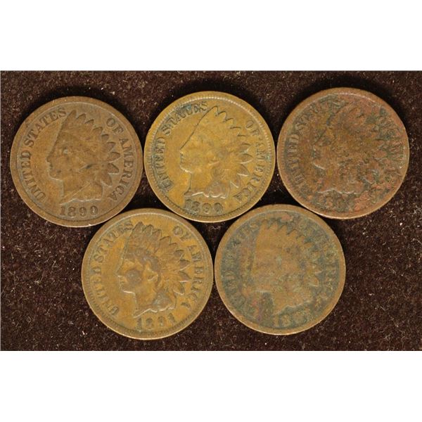 3-1890 & 2-1891 INDIAN HEAD CENTS