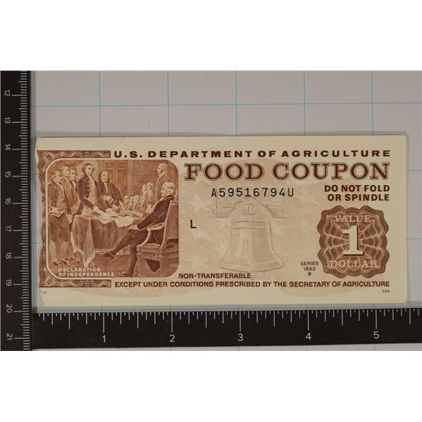 1993-B US DEPT OF AGRICULTURE $1 FOOD COUPON