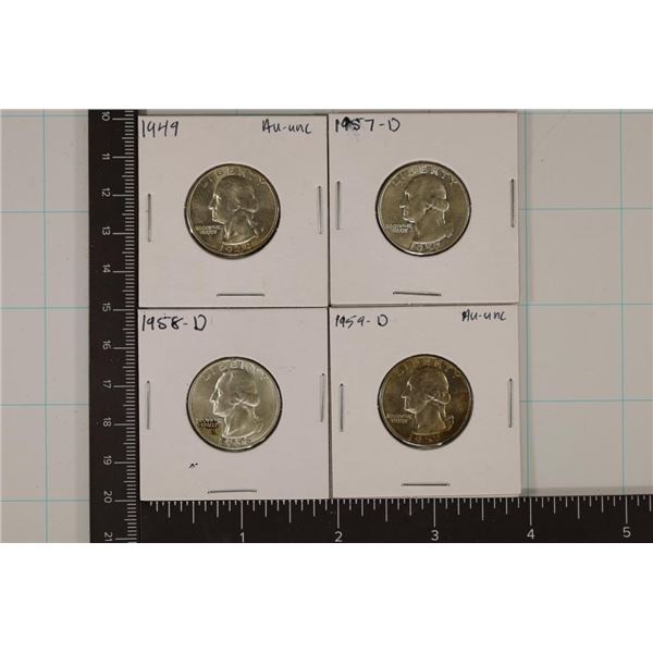 1949, 57-D, 58-D & 59-D WASHINGTON SILVER QUARTERS