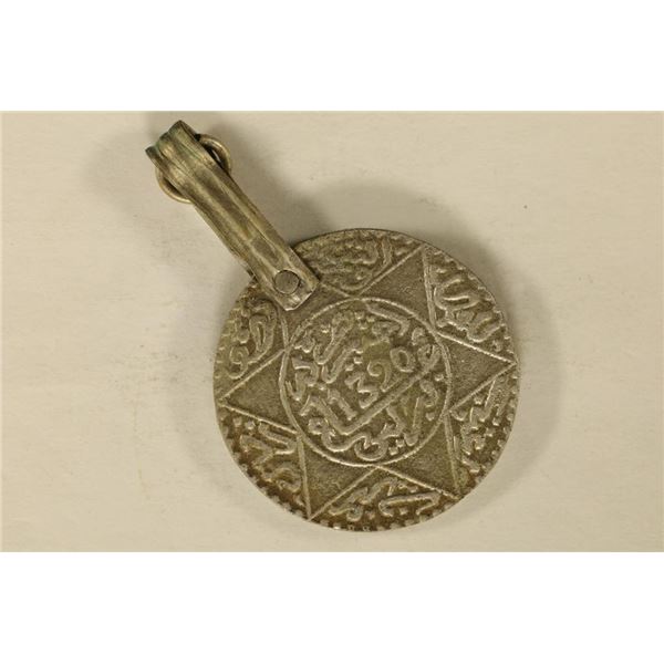 1902 MOROCCO SILVER 5 DIRHAM PENDENT .3908 OZ. ASW