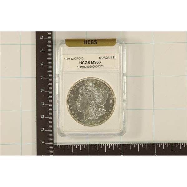 SLABBED 1921 MICRO D MORGAN SILVER DOLLAR MS66