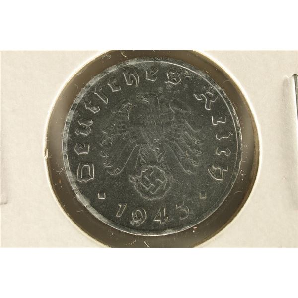 1943 GERMAN 1 REICHSPFENNING WITH SWASTIKA