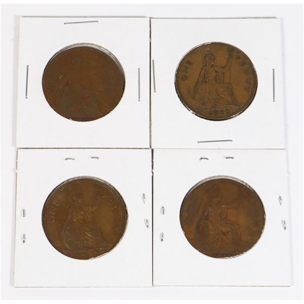 #122 GREAT BRITAIN ONE PENNY LOT OF 4 1915 1920